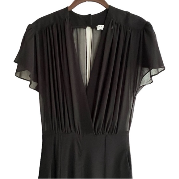 Sandro Pointers Sheer Crossover Jumpsuit Jumper Black Sz 1 US Size 4 Small - Picture 5 of 8